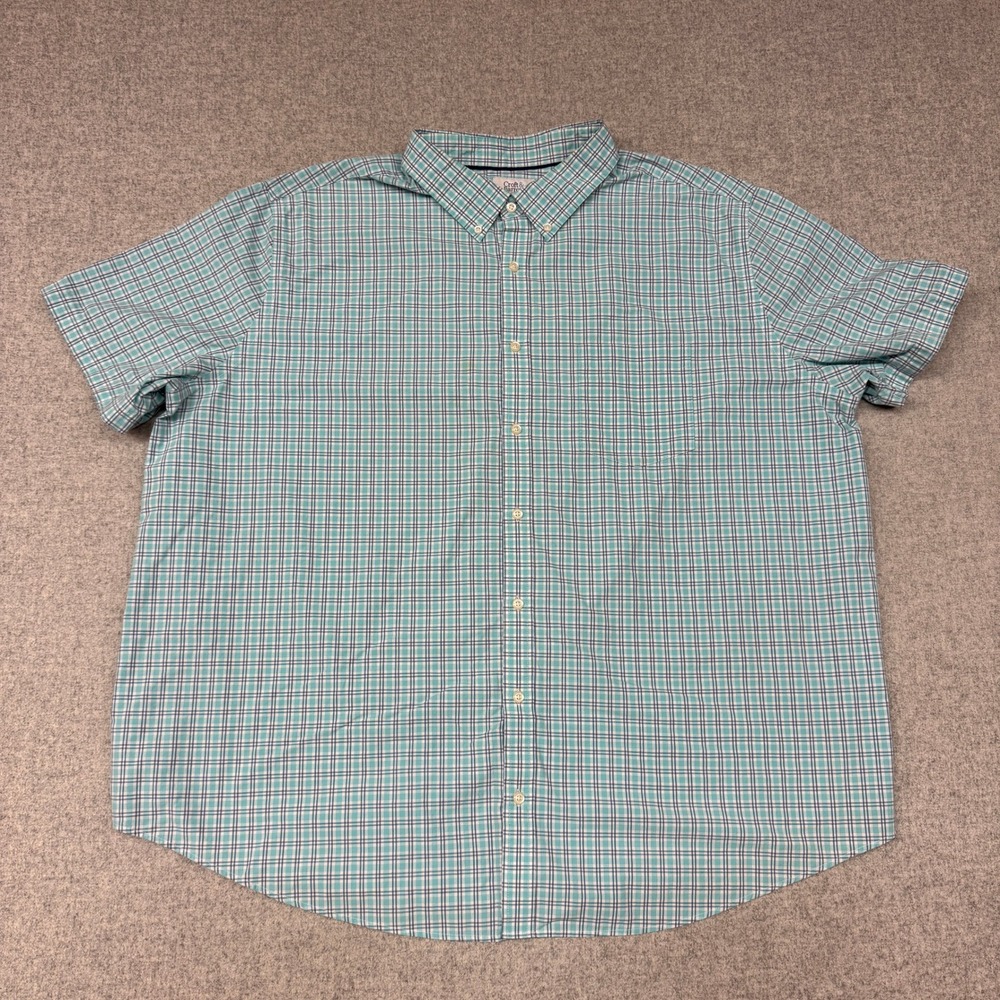 Croft & Barrow | Button Down Shirt | 3XB | Teal Blue Plaid | Short Sleeve Pocket